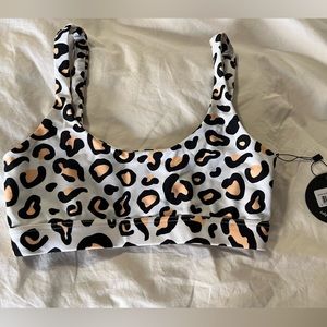 Infamous swim leopard top, S NWT